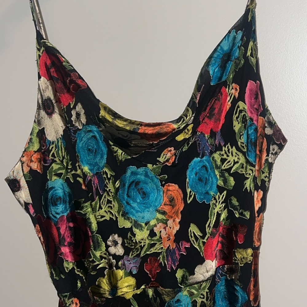 Size 4, Black Background, Multicolored Flowers - image 2